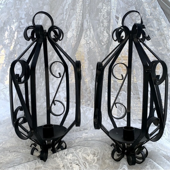 Vintage Other - Vintage MCM Spanish Style Wrought Iron Gothic Lanterns